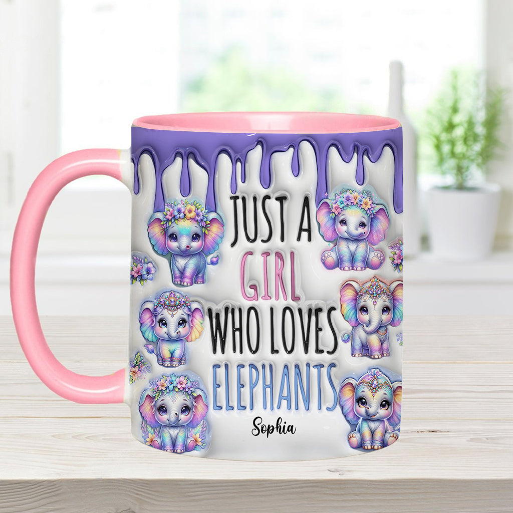 Einfach ein Mädchen, das Elefanten liebt – personalisierte Tasse mit Elefantenmotiv