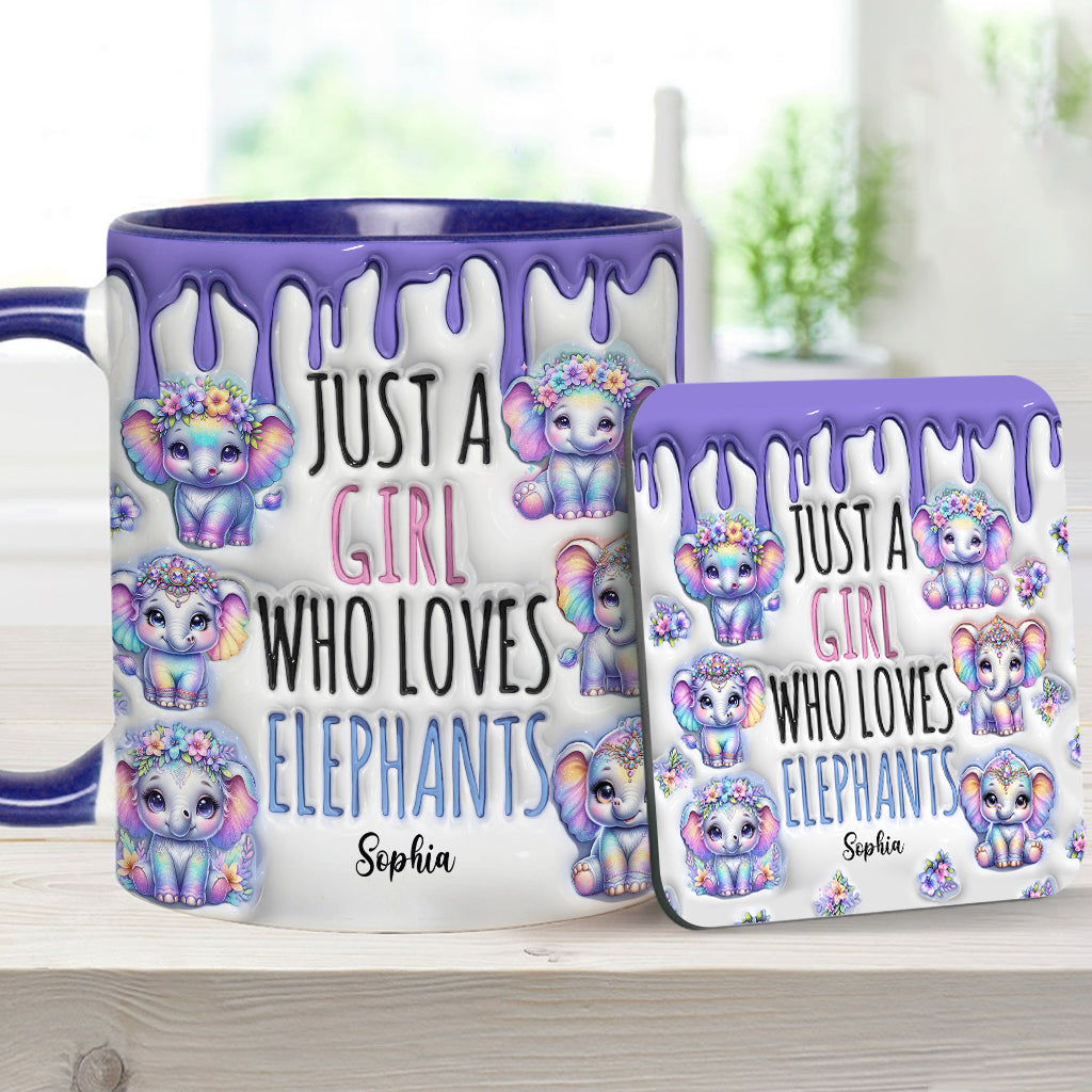 Einfach ein Mädchen, das Elefanten liebt – personalisierte Tasse mit Elefantenmotiv