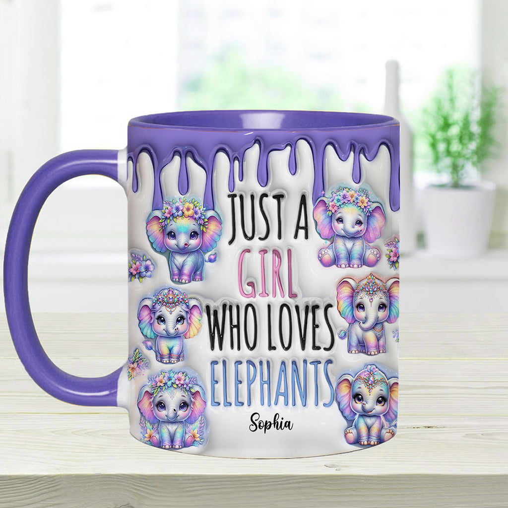 Einfach ein Mädchen, das Elefanten liebt – personalisierte Tasse mit Elefantenmotiv