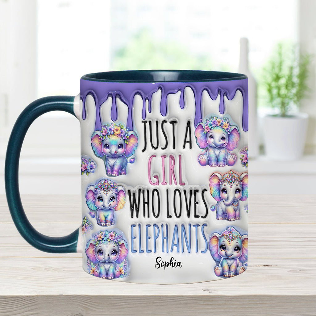 Einfach ein Mädchen, das Elefanten liebt – personalisierte Tasse mit Elefantenmotiv