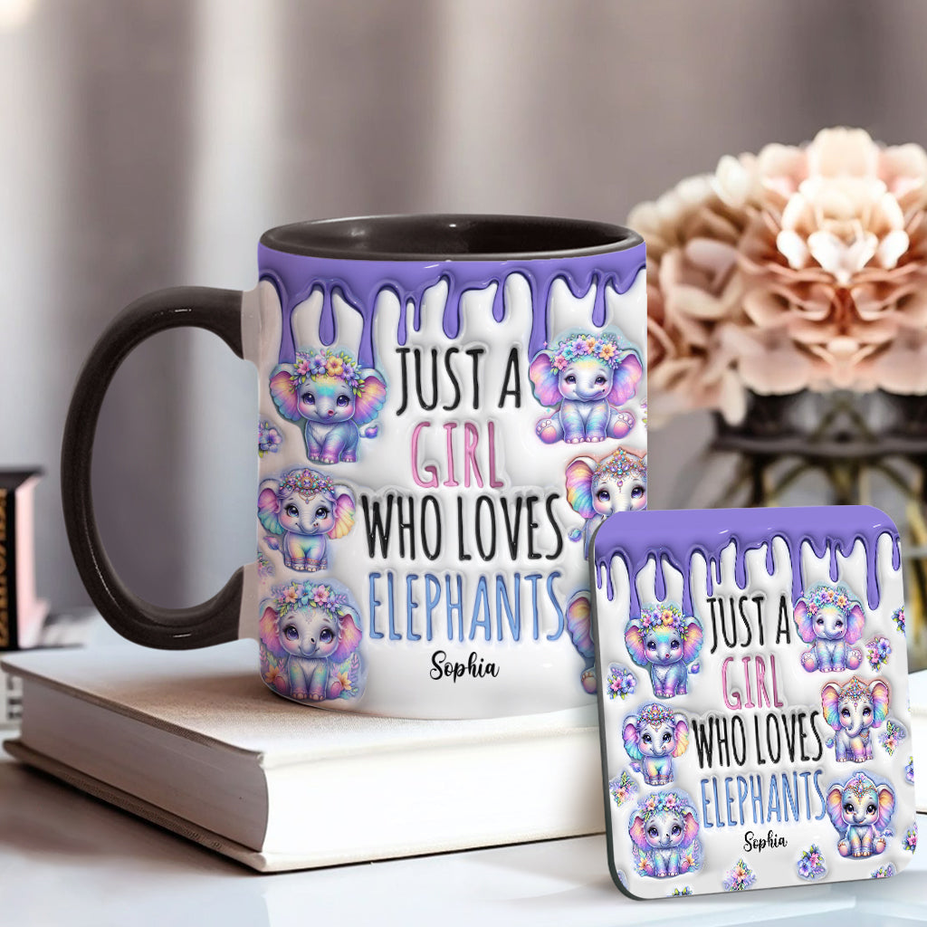 Einfach ein Mädchen, das Elefanten liebt – personalisierte Tasse mit Elefantenmotiv