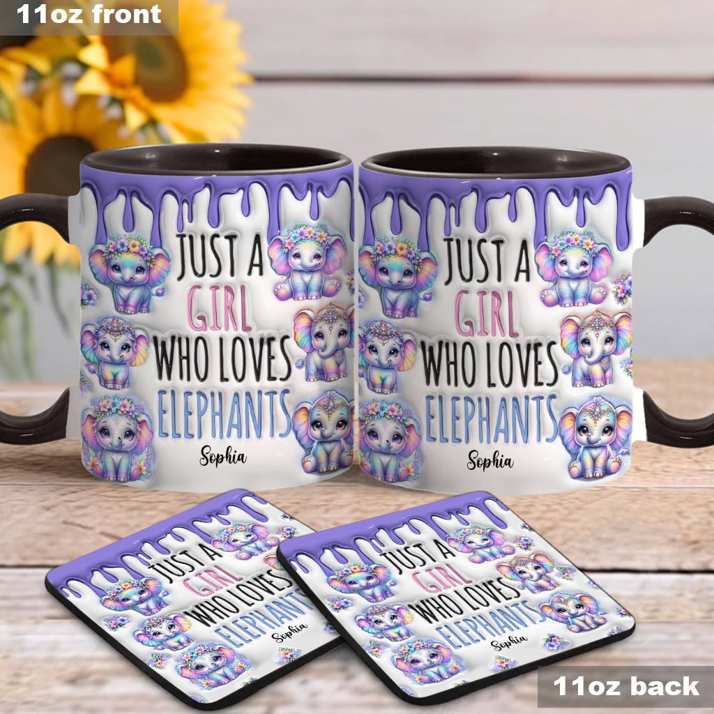 Einfach ein Mädchen, das Elefanten liebt – personalisierte Tasse mit Elefantenmotiv