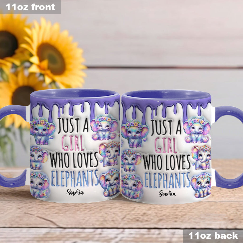 Einfach ein Mädchen, das Elefanten liebt – personalisierte Tasse mit Elefantenmotiv
