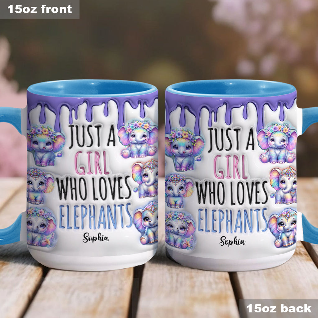 Einfach ein Mädchen, das Elefanten liebt – personalisierte Tasse mit Elefantenmotiv
