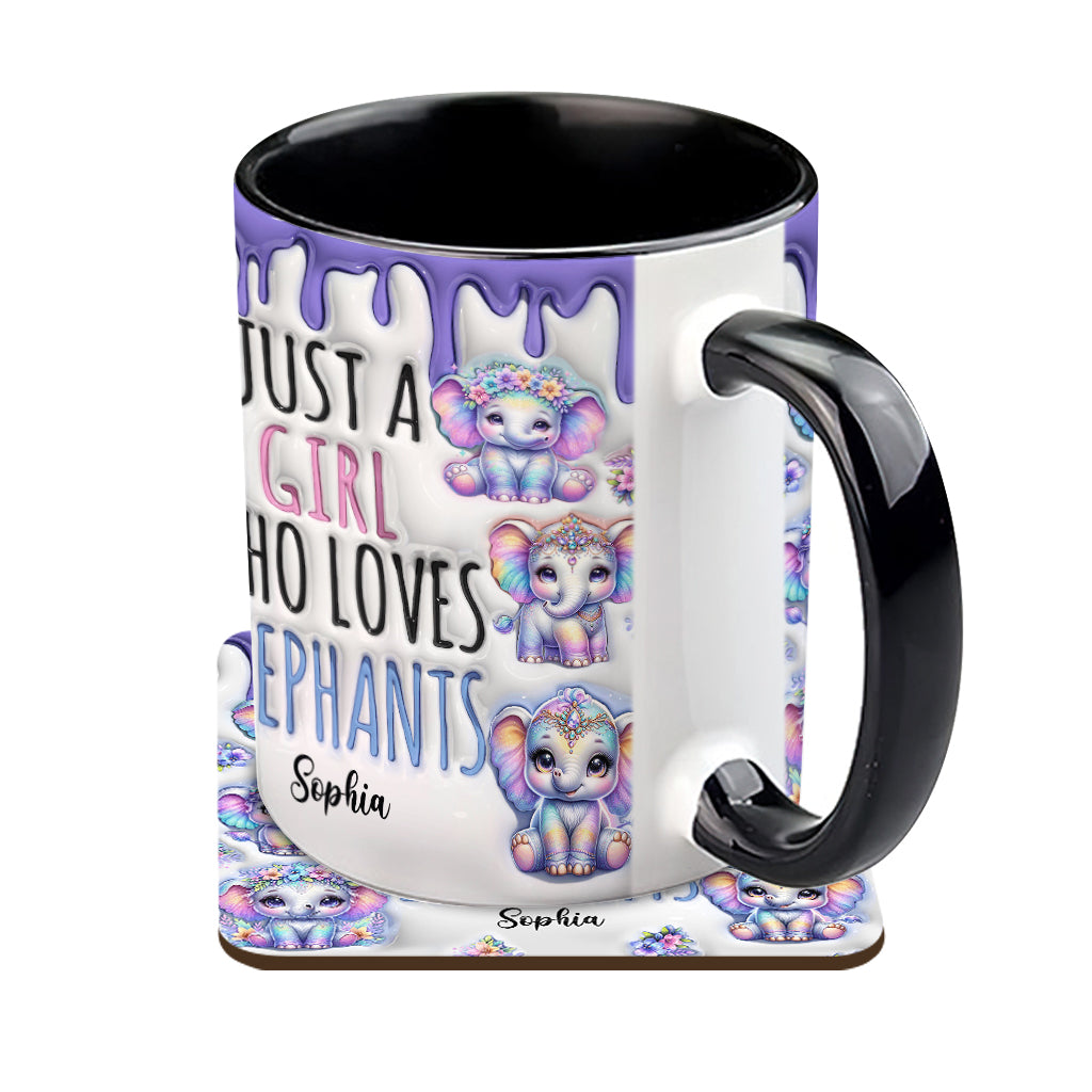 Einfach ein Mädchen, das Elefanten liebt – personalisierte Tasse mit Elefantenmotiv