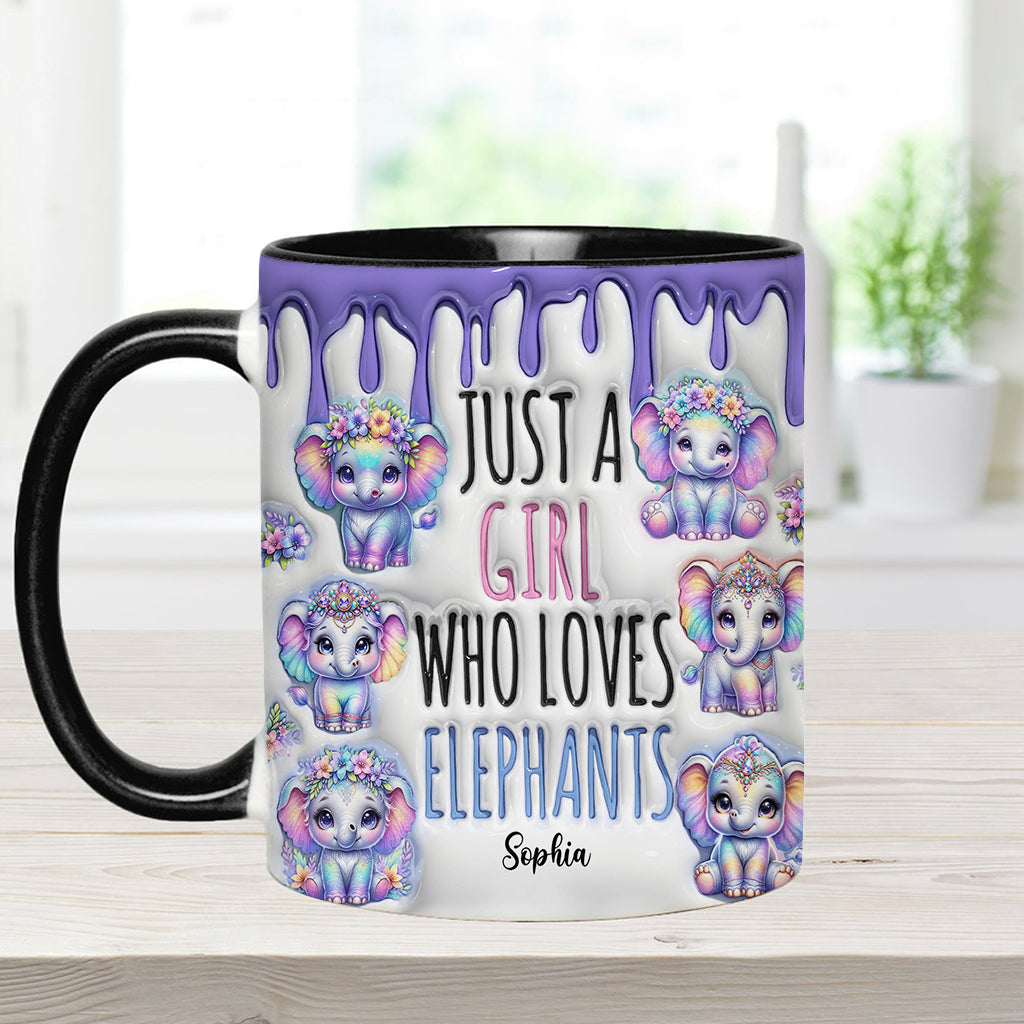 Einfach ein Mädchen, das Elefanten liebt – personalisierte Tasse mit Elefantenmotiv