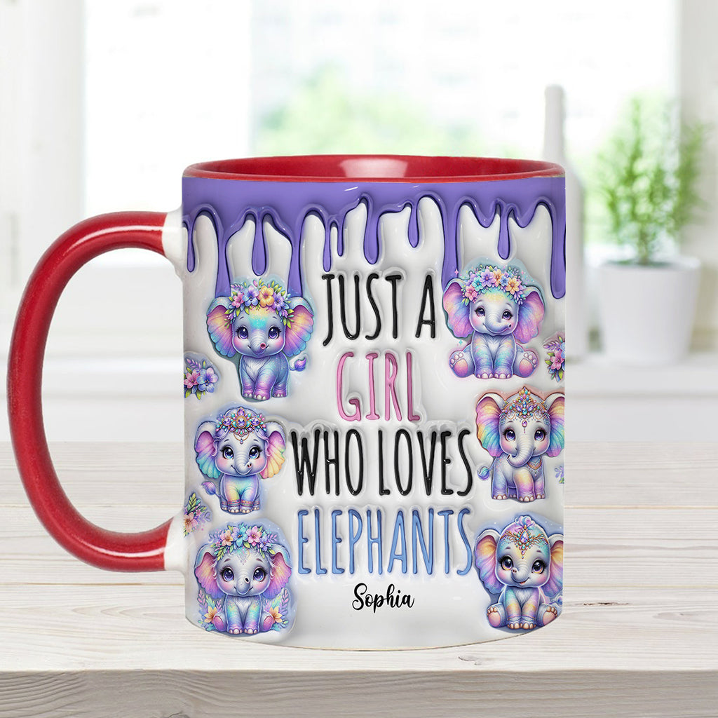 Einfach ein Mädchen, das Elefanten liebt – personalisierte Tasse mit Elefantenmotiv