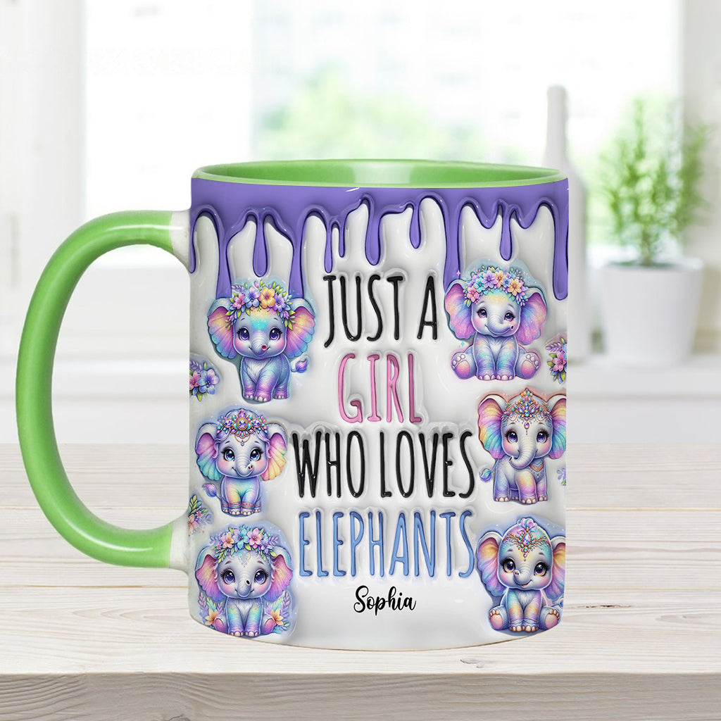 Einfach ein Mädchen, das Elefanten liebt – personalisierte Tasse mit Elefantenmotiv
