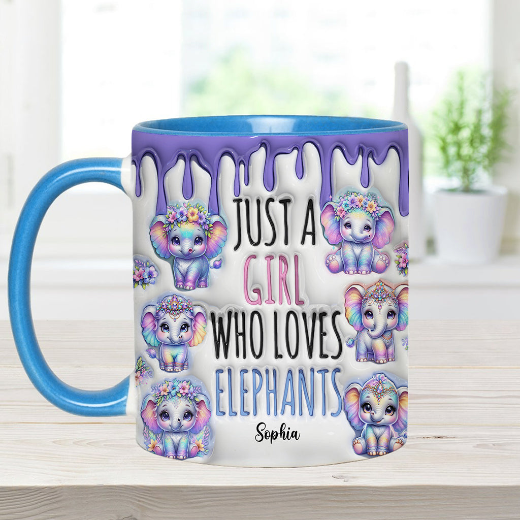 Einfach ein Mädchen, das Elefanten liebt – personalisierte Tasse mit Elefantenmotiv