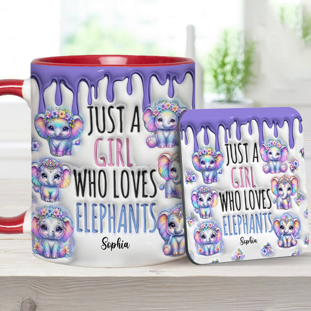 Einfach ein Mädchen, das Elefanten liebt – personalisierte Tasse mit Elefantenmotiv