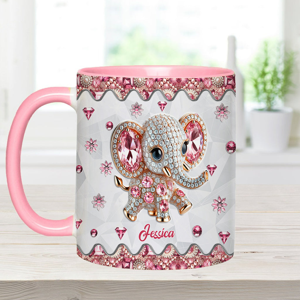 Einfach ein Mädchen, das Elefanten liebt – personalisierte Tasse mit Elefantenmotiv