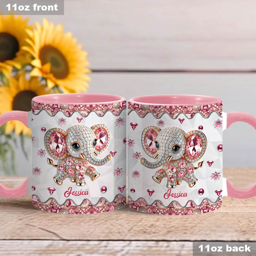 Einfach ein Mädchen, das Elefanten liebt – personalisierte Tasse mit Elefantenmotiv