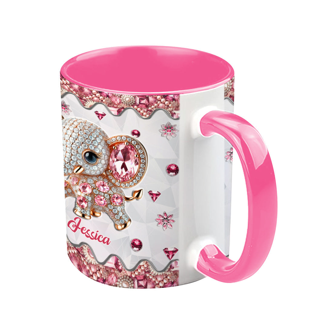 Einfach ein Mädchen, das Elefanten liebt – personalisierte Tasse mit Elefantenmotiv