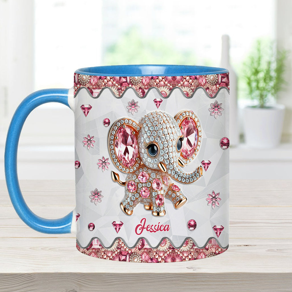 Einfach ein Mädchen, das Elefanten liebt – personalisierte Tasse mit Elefantenmotiv