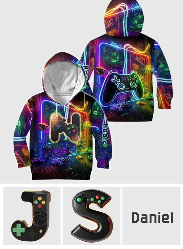 Gaming-Alphabet – Personalisiertes Kinder-T-Shirt