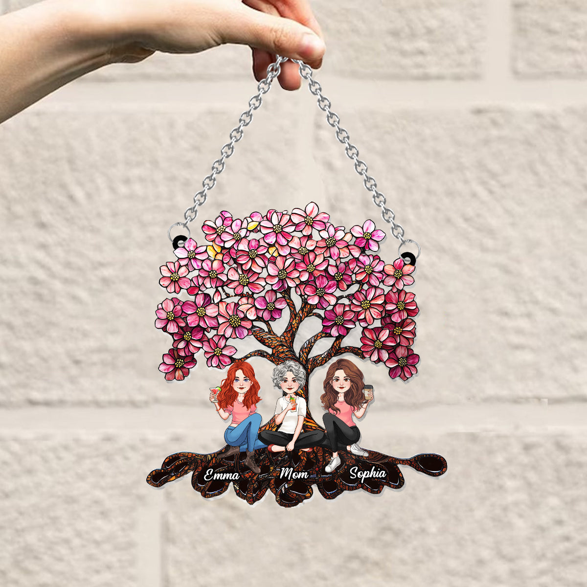 Mother & Daughters - Personalized Mother Window Hanging Suncatcher Ornament