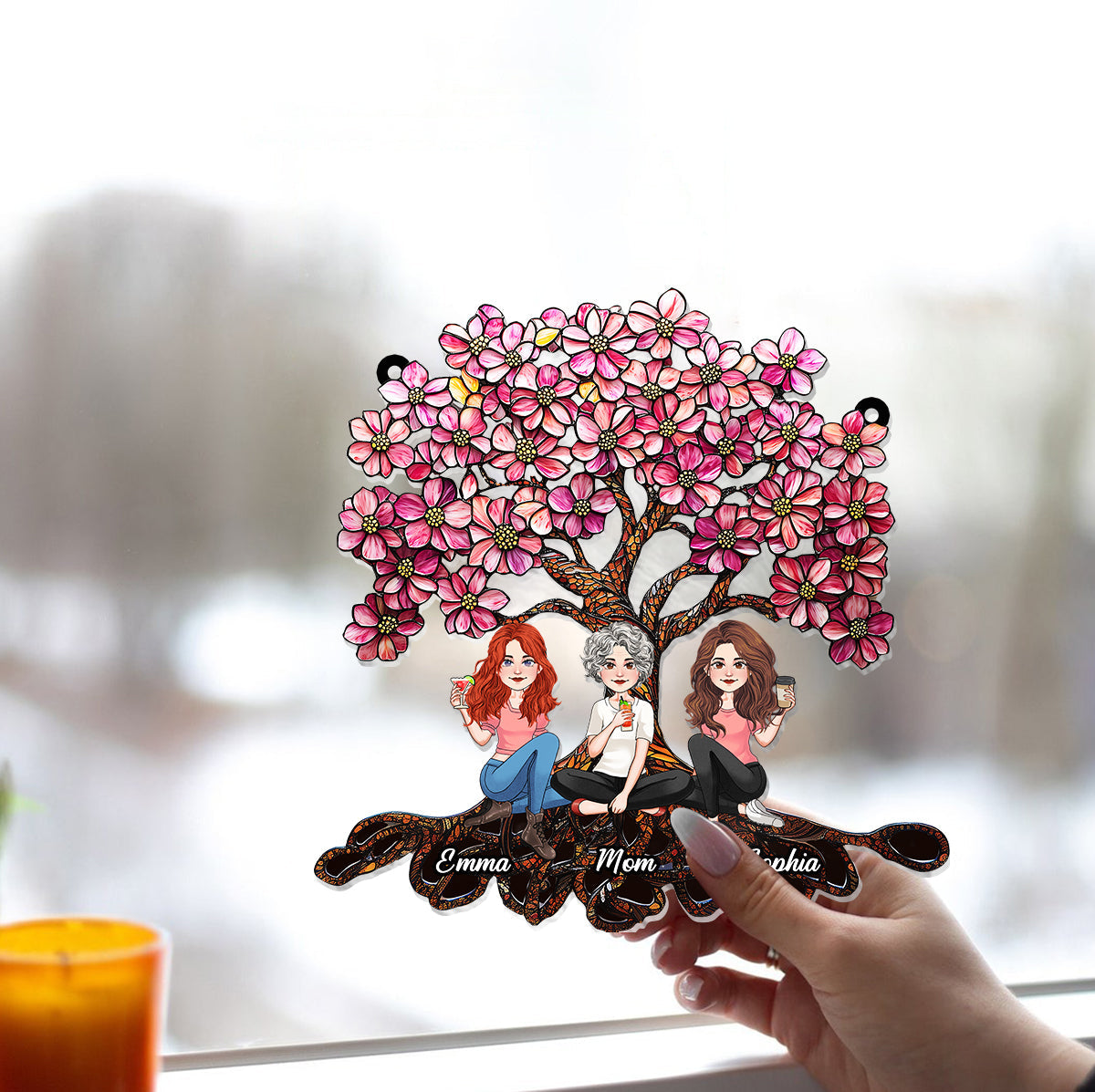 Mother & Daughters - Personalized Mother Window Hanging Suncatcher Ornament