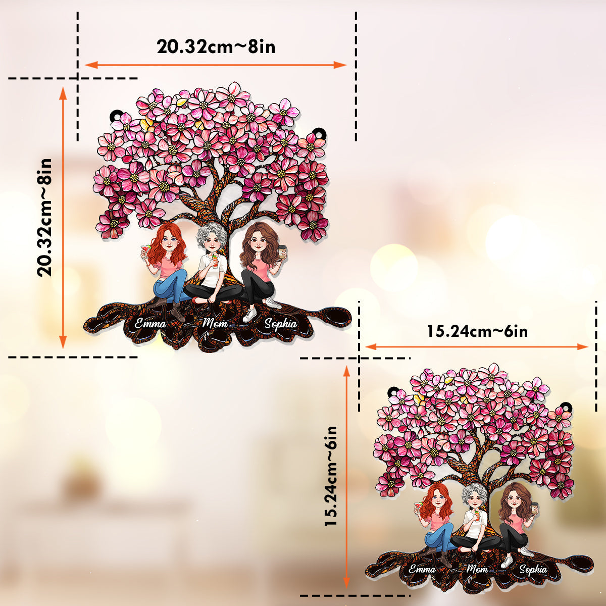 Mother & Daughters - Personalized Mother Window Hanging Suncatcher Ornament