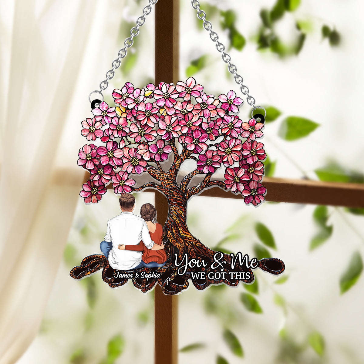 You & Me - Personalized Couple Window Hanging Suncatcher Ornament