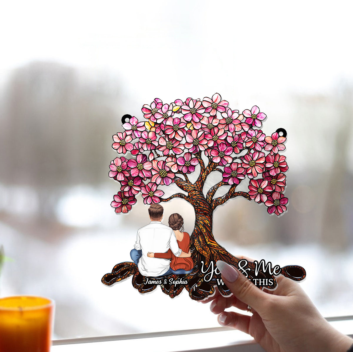 You & Me - Personalized Couple Window Hanging Suncatcher Ornament