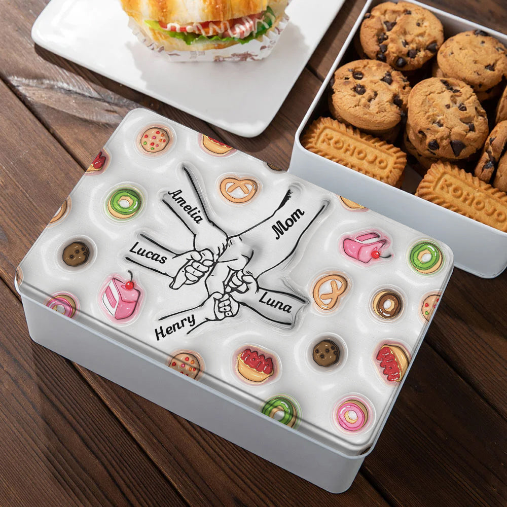 Cookies Mom Holding Hands - Personalized Mother Biscuit Tin