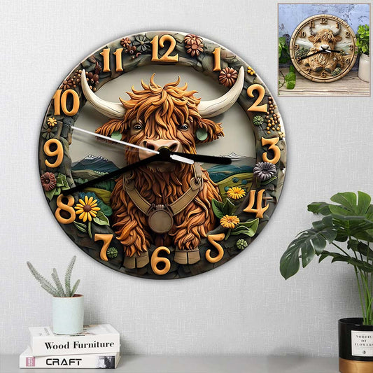 Liebe Hochlandrinder - Personalisierte Wanduhr