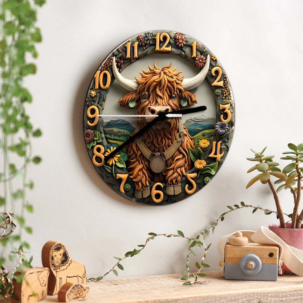 Liebe Hochlandrinder - Personalisierte Wanduhr