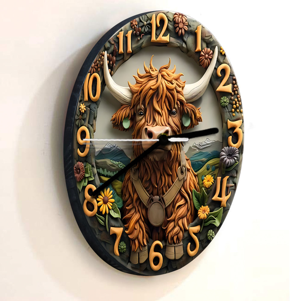 Liebe Hochlandrinder - Personalisierte Wanduhr