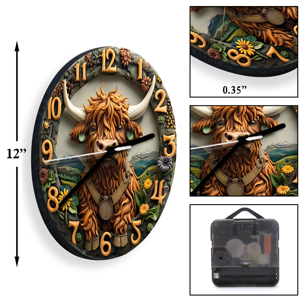 Liebe Hochlandrinder - Personalisierte Wanduhr