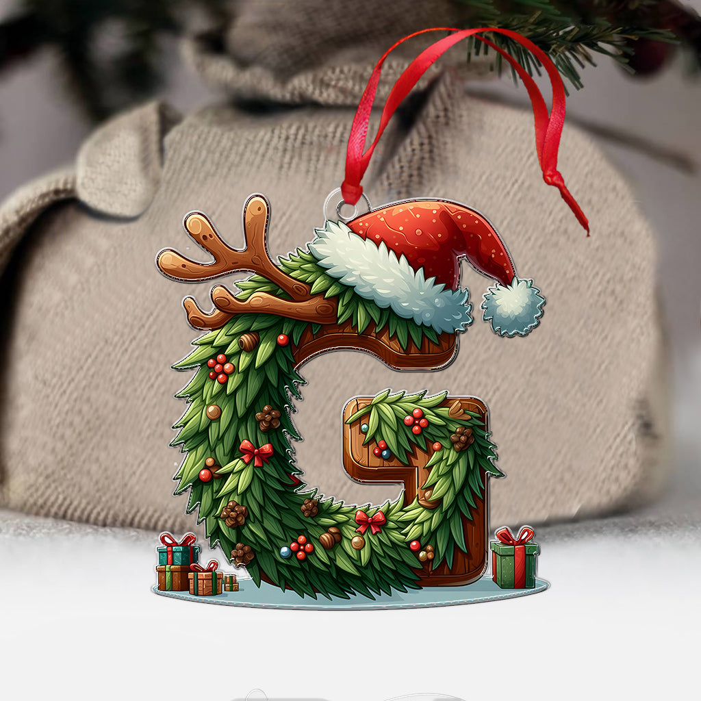 Lettre de l'alphabet de Noël avec les noms de la famille - Ornement familial personnalisé