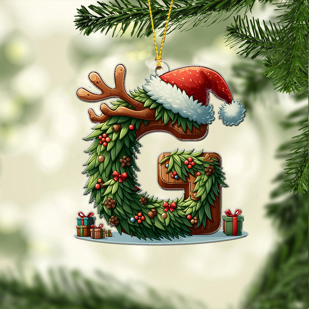 Lettre de l'alphabet de Noël avec les noms de la famille - Ornement familial personnalisé