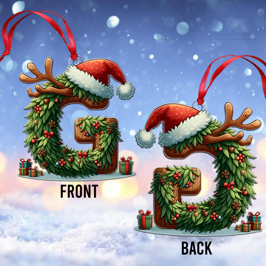 Lettre de l'alphabet de Noël avec les noms de la famille - Ornement familial personnalisé