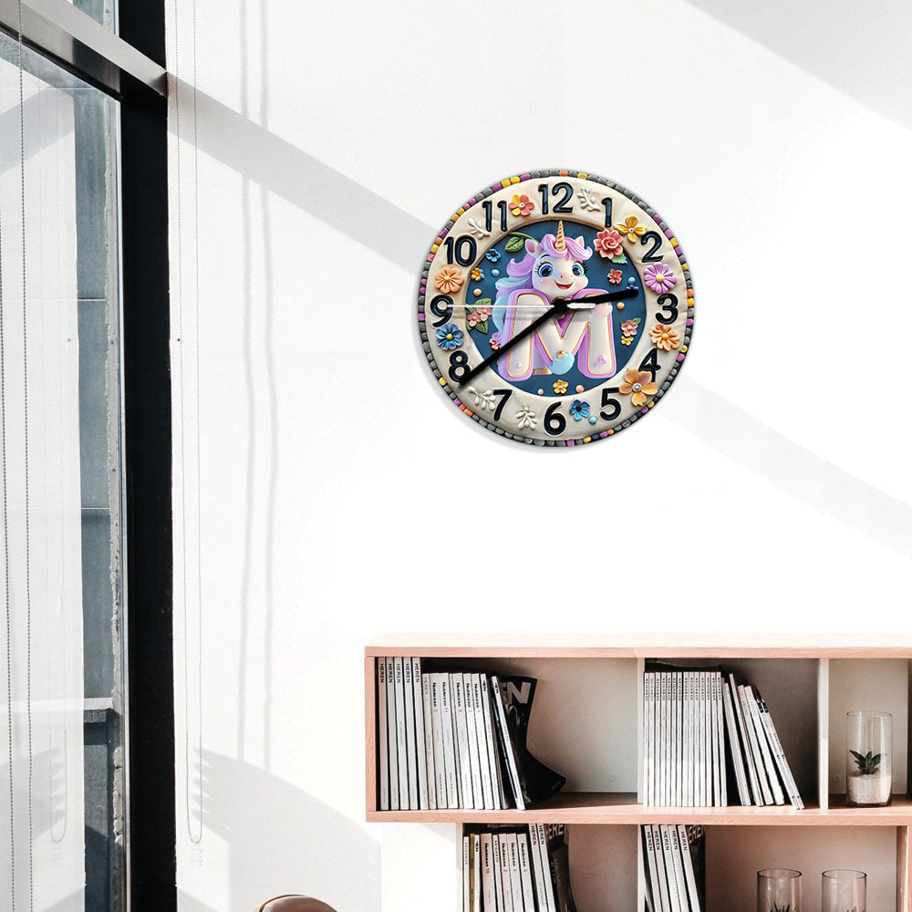 Magnifique horloge à lettres, cadeau idéal pour les petits-enfants - Horloge murale personnalisée pour enfants