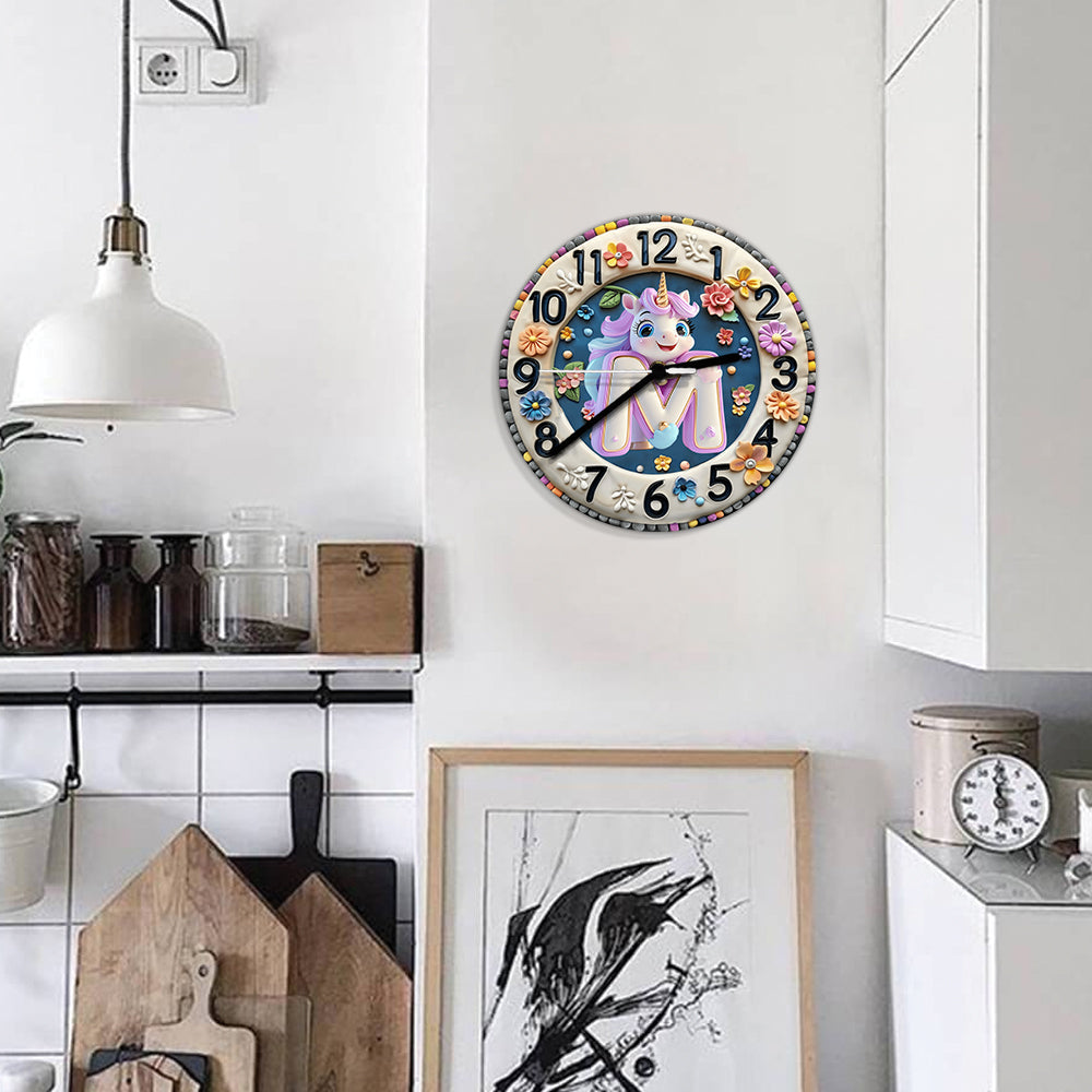 Magnifique horloge à lettres, cadeau idéal pour les petits-enfants - Horloge murale personnalisée pour enfants