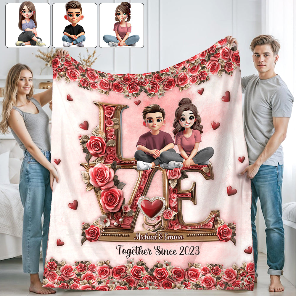 I Love You Forever - Personalized Couple Blanket