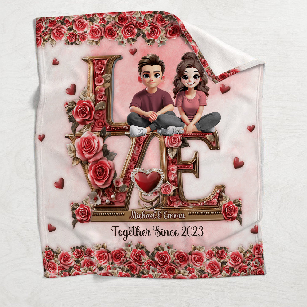 I Love You Forever - Personalized Couple Blanket