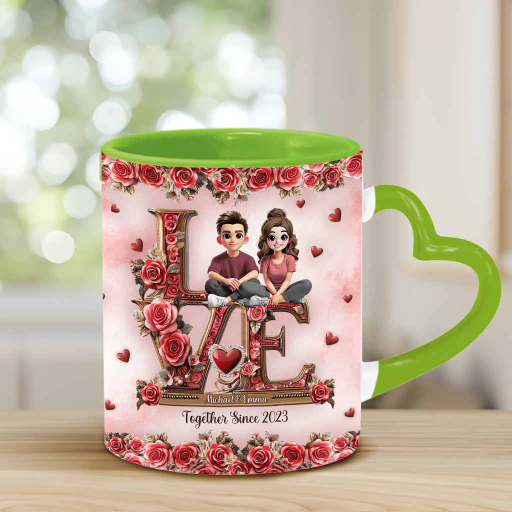I Love You Forever - Personalized Couple Heart Handle Mug