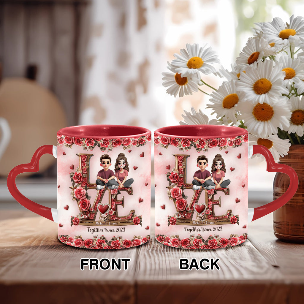 I Love You Forever - Personalized Couple Heart Handle Mug