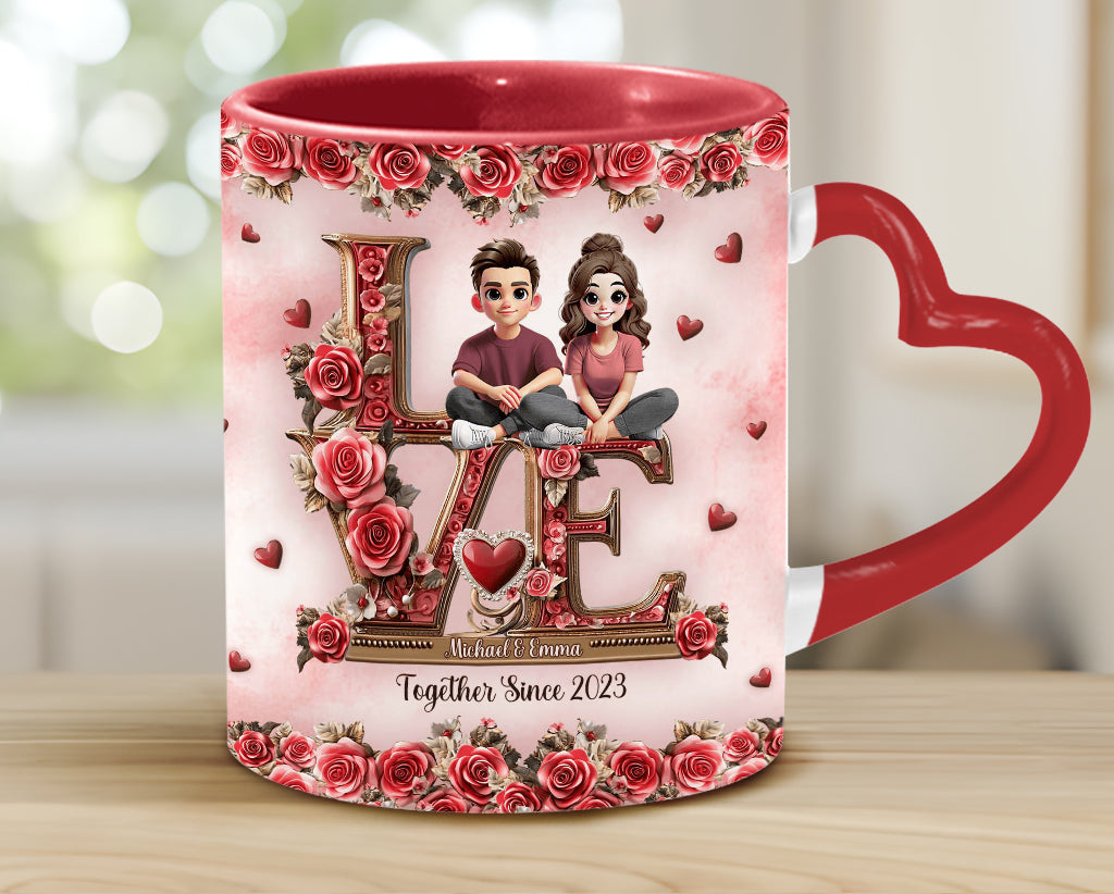 I Love You Forever - Personalized Couple Heart Handle Mug