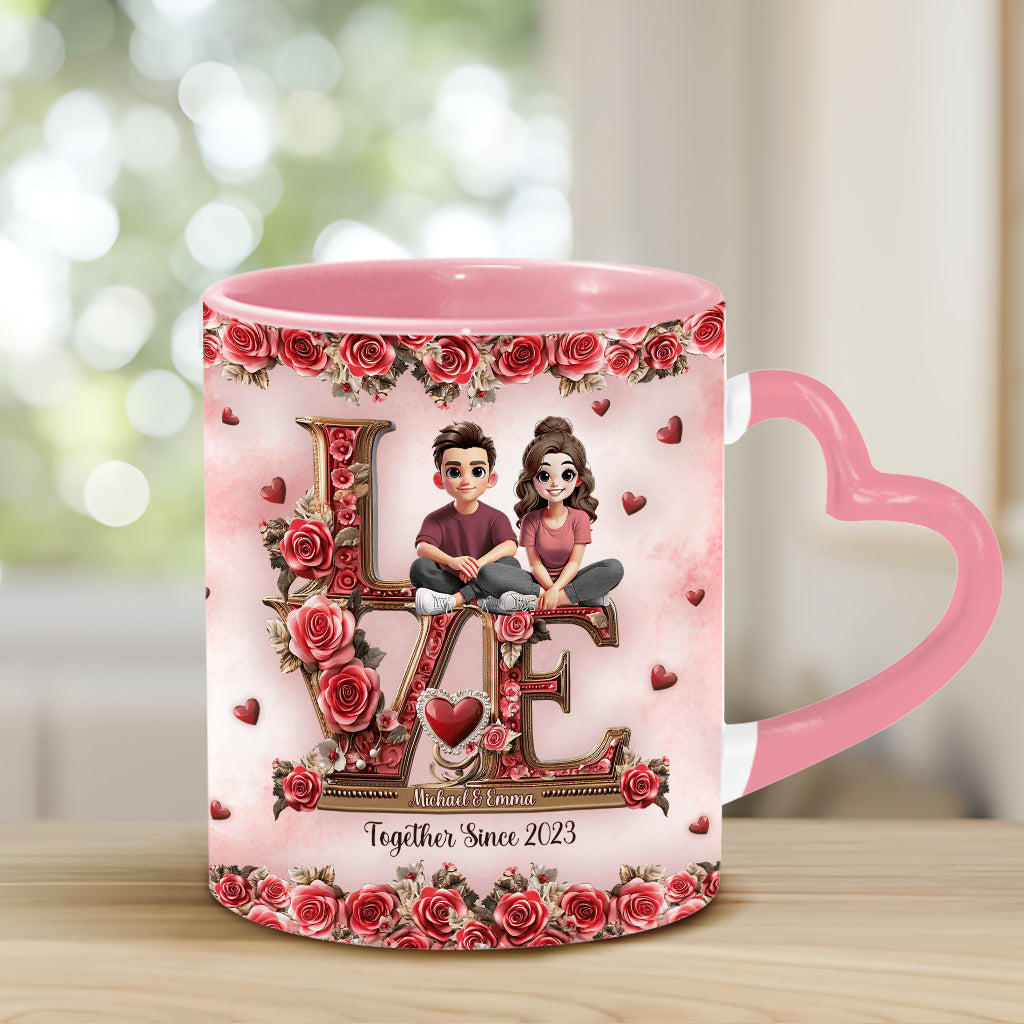 I Love You Forever - Personalized Couple Heart Handle Mug