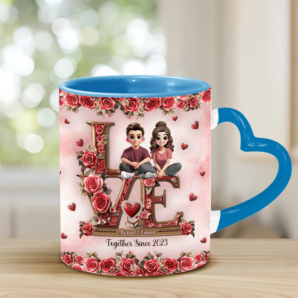 I Love You Forever - Personalized Couple Heart Handle Mug