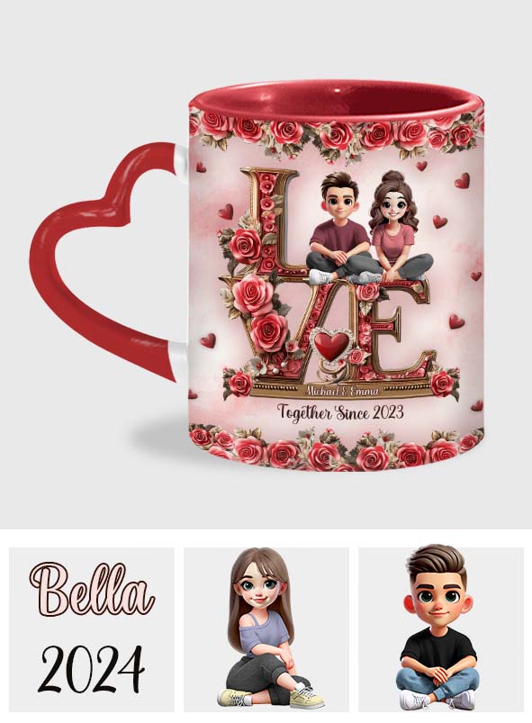 I Love You Forever - Personalized Couple Heart Handle Mug