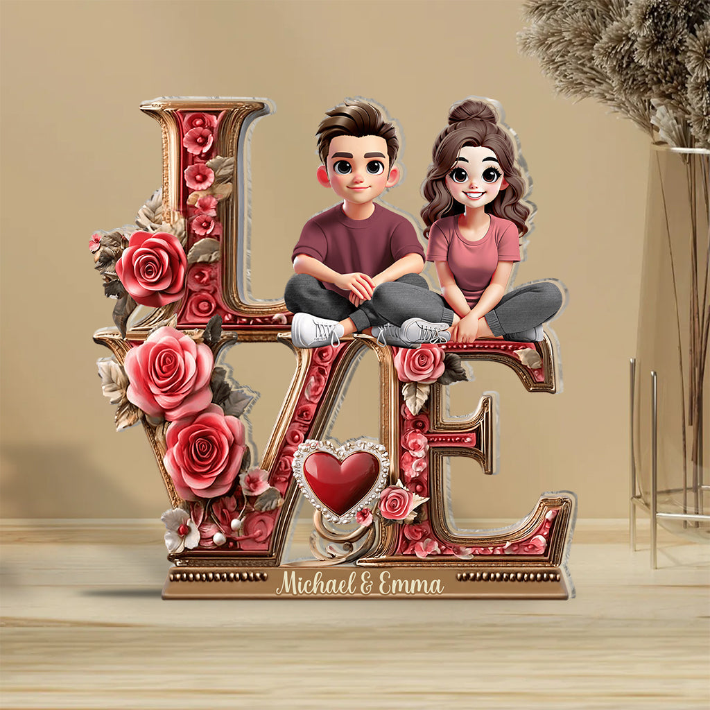 Love Between Us - Personalized Couple Custom Shaped Acrylic Plaque