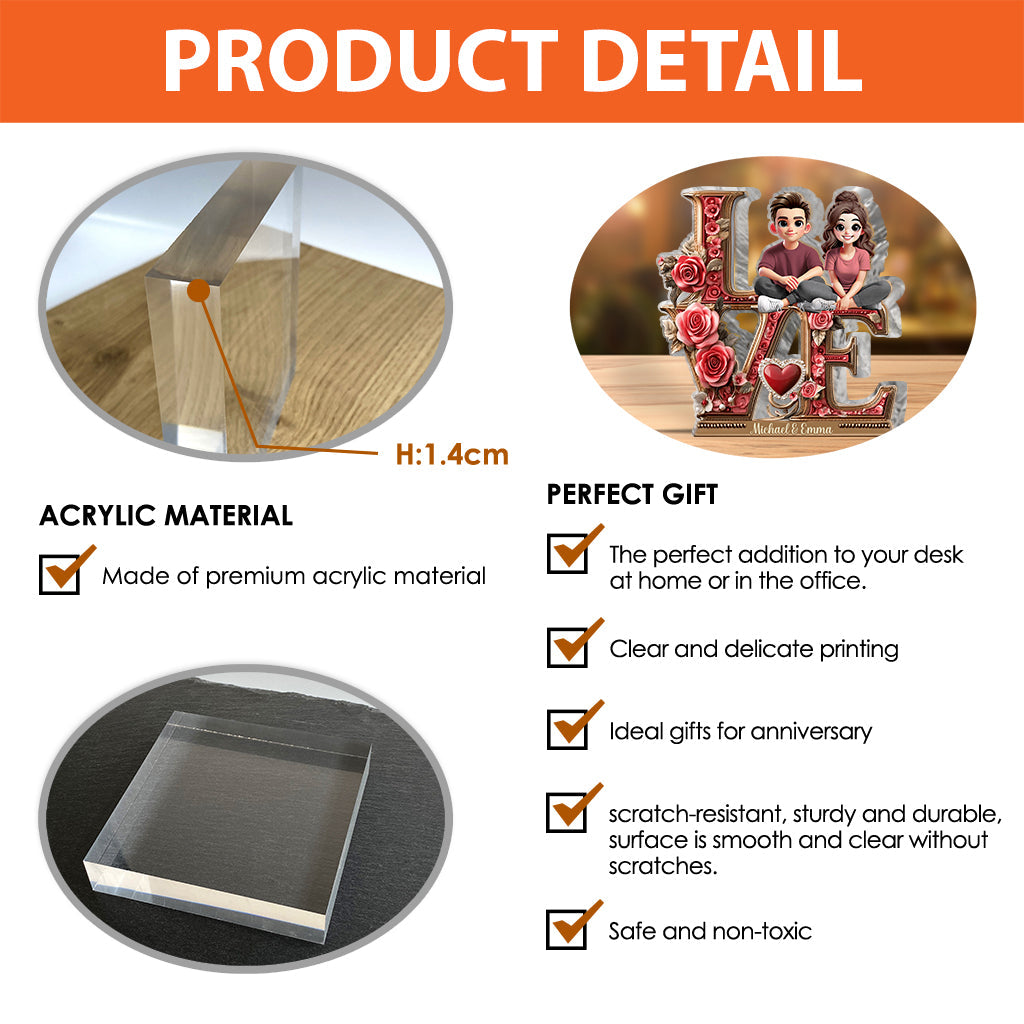 Love Between Us - Personalized Couple Custom Shaped Acrylic Plaque