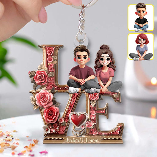 I Love You Forever - Personalized Couple Custom Shaped Keychain