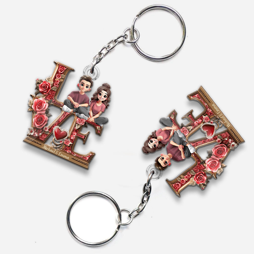 I Love You Forever - Personalized Couple Custom Shaped Keychain