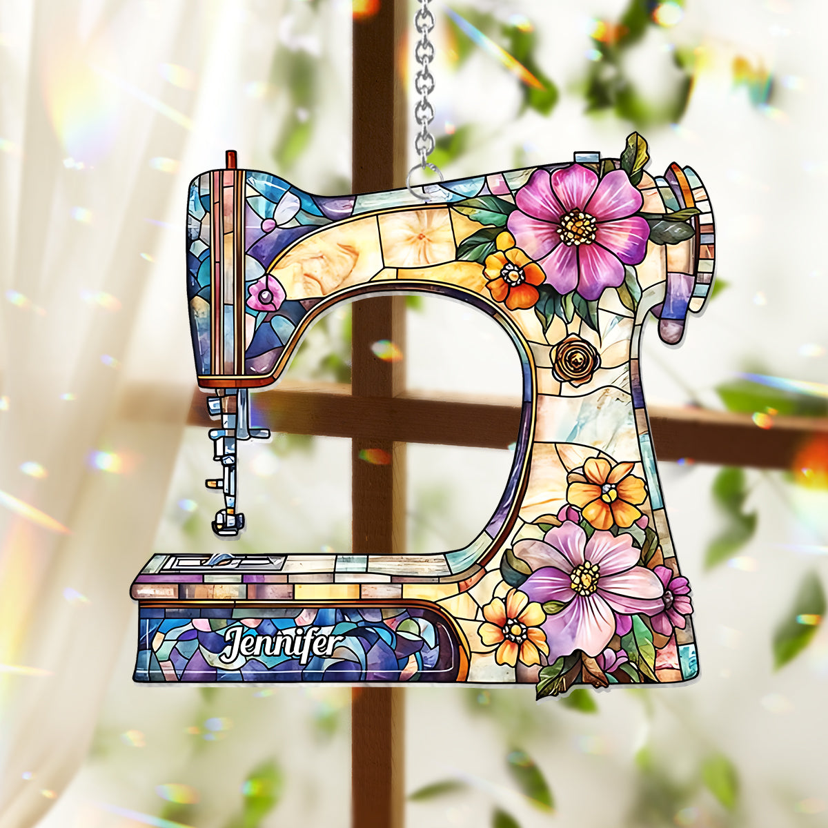 Atemberaubende Nähmaschine – Personalisierter, genähter Fensterhänger-Sonnenfänger als Ornament