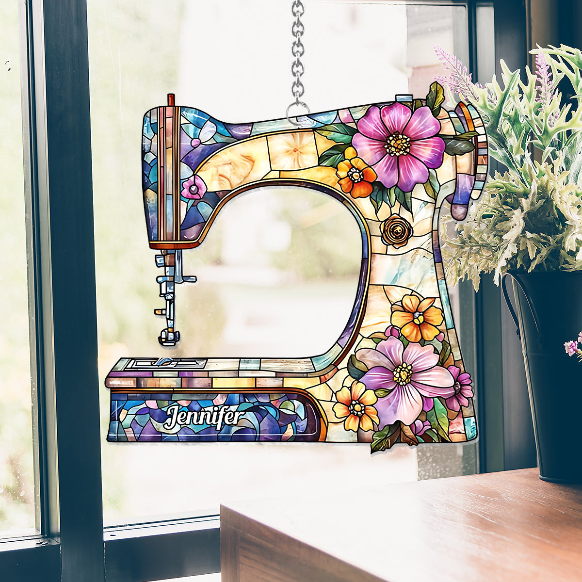 Atemberaubende Nähmaschine – Personalisierter, genähter Fensterhänger-Sonnenfänger als Ornament