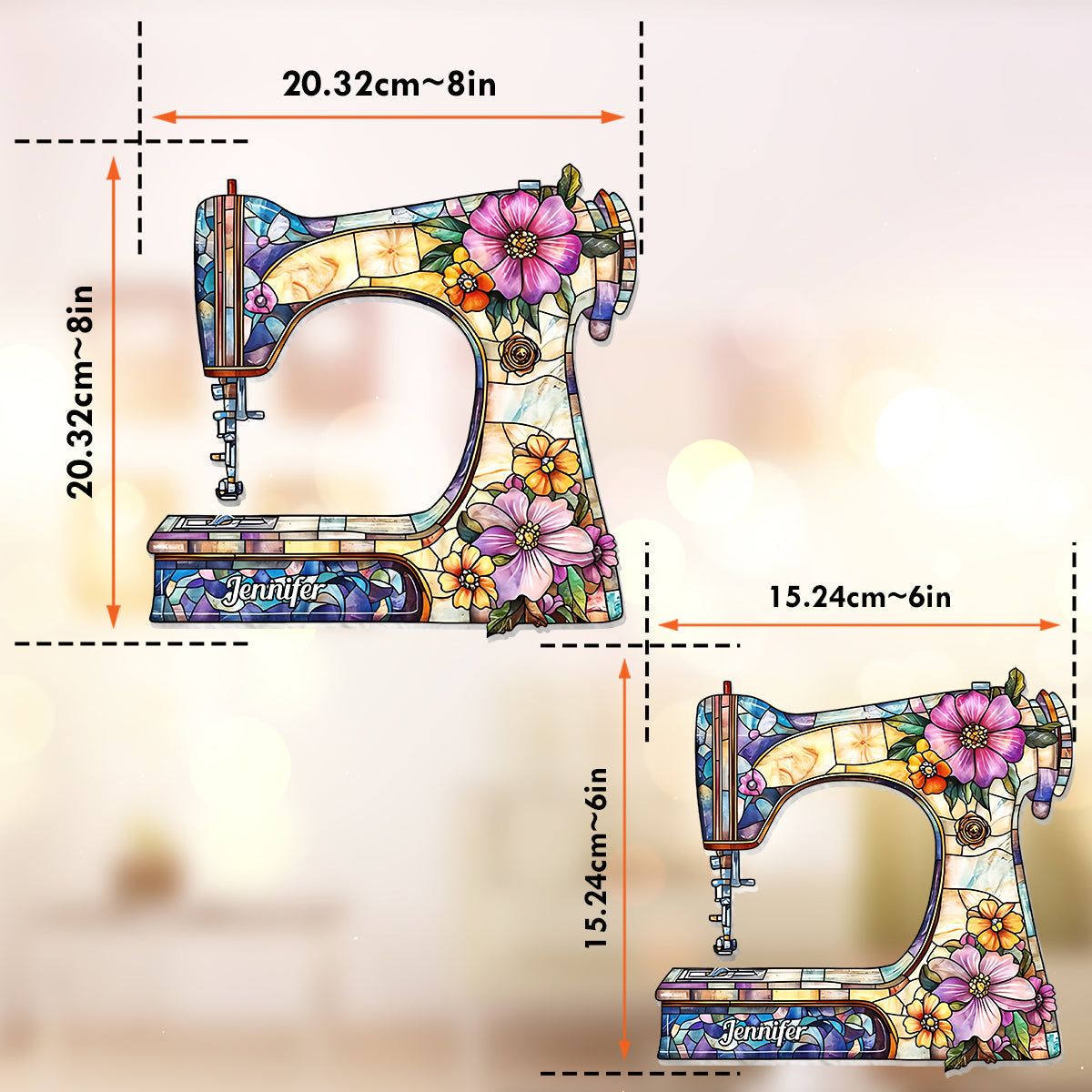 Atemberaubende Nähmaschine – Personalisierter, genähter Fensterhänger-Sonnenfänger als Ornament