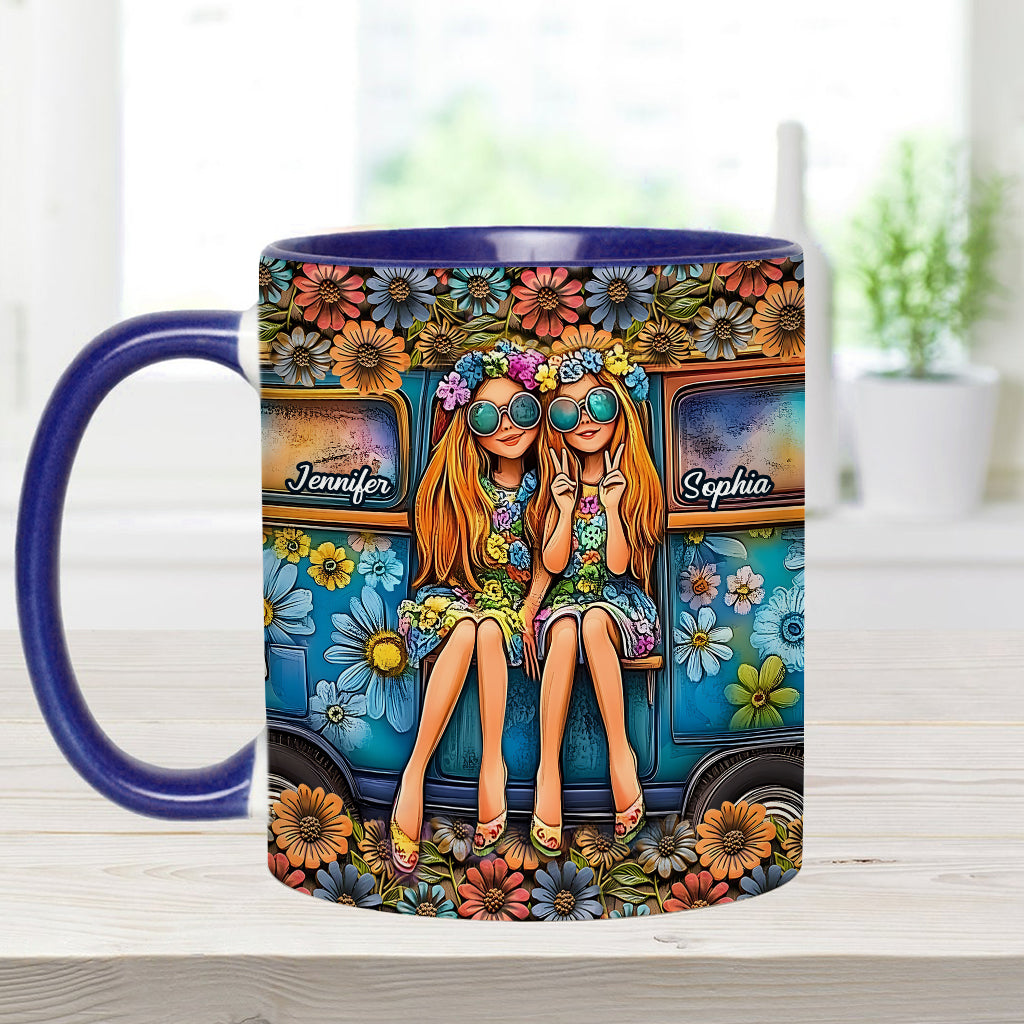 Soul Sisters Journey: Frieden & Fernweh - Personalisierter Hippie-Akzentbecher